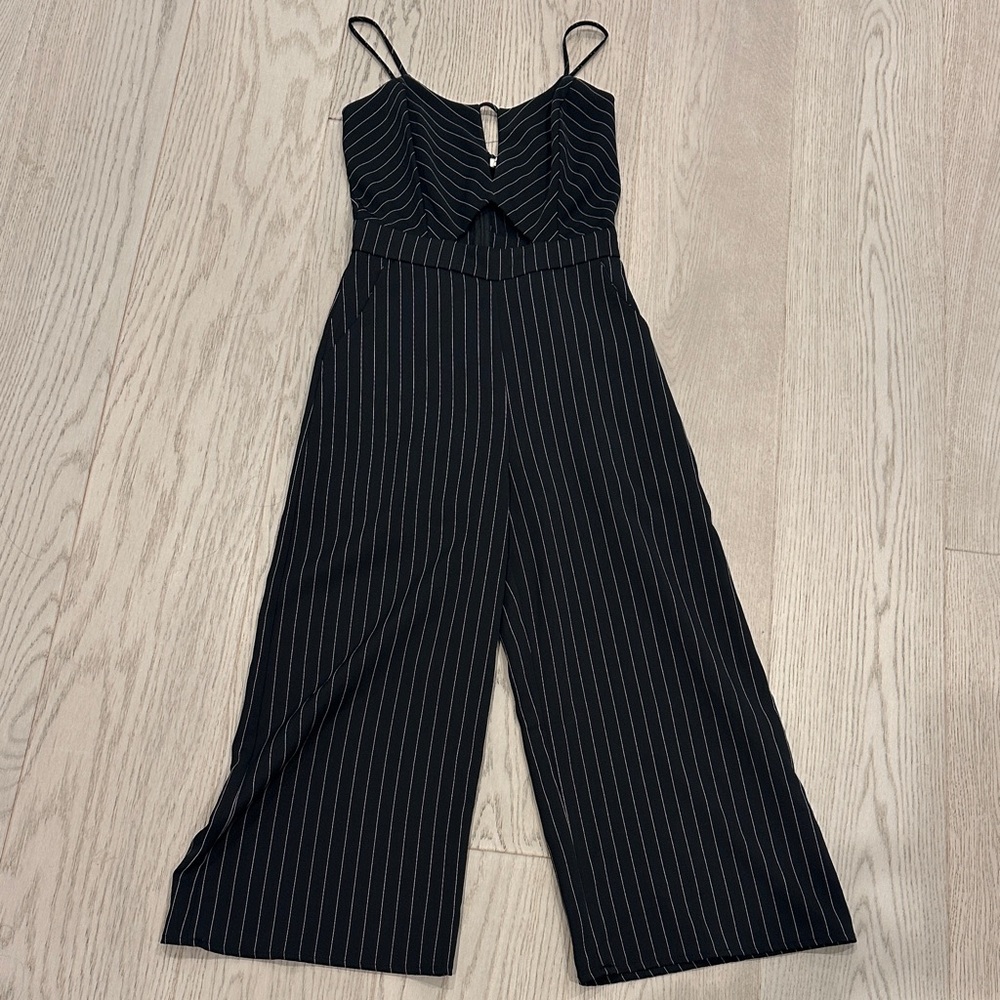 Main Strip Black and White Striped Jumpsuit